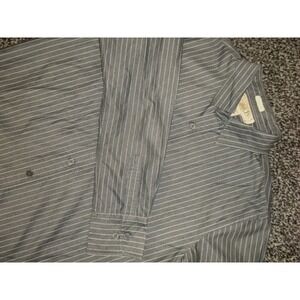BKE Shirt Mens L Gray Contour Fit Striped Button Up‎ Long Sleeve Buckle